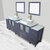 Vanity Art Ravenna 96'' Double Sink Bathroom Vanity Set with 2x Engineered Marble Vaniity Tops, Soft Closing Doors and Drawers, 3x Side Cabinets, 2x Square Vessel Sinks, and 2x Mirrors, 96'' Blue Angle View