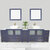 Vanity Art Ravenna 108'' Double Sink Bathroom Vanity Set with 2x Engineered Marble Vaniity Tops, Soft Closing Doors and Drawers, 3x Side Cabinets, 2x Square Vessel Sinks, and 2x Mirrors, 108'' Blue Installed View