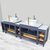Vanity Art Ravenna 108'' Double Sink Bathroom Vanity Set with 2x Engineered Marble Vaniity Tops, Soft Closing Doors and Drawers, 3x Side Cabinets, 2x Square Vessel Sinks, and 2x Mirrors, 108'' Blue Back View