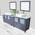 Vanity Art Ravenna 96'' Double Sink Bathroom Vanity Set with 2x Engineered Marble Vaniity Tops, Soft Closing Doors and Drawers, 2x Side Cabinets, 2x Square Vessel Sinks, and 2x Mirrors, 96'' Blue Angle View