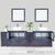 Vanity Art Ravenna 96'' Double Sink Bathroom Vanity Set with 2x Engineered Marble Vaniity Tops, Soft Closing Doors and Drawers, 2x Side Cabinets, 2x Square Vessel Sinks, and 2x Mirrors, 96'' Blue Door Opened View