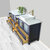 Vanity Art Ravenna 96'' Double Sink Bathroom Vanity Set with 2x Engineered Marble Vaniity Tops, Soft Closing Doors and Drawers, 2x Side Cabinets, 2x Square Vessel Sinks, and 2x Mirrors, 96'' Blue Drawer Opened View