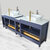 Vanity Art Ravenna 96'' Double Sink Bathroom Vanity Set with 2x Engineered Marble Vaniity Tops, Soft Closing Doors and Drawers, 2x Side Cabinets, 2x Square Vessel Sinks, and 2x Mirrors, 96'' Blue Back View