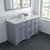 Virtu USA Talisa 60'' Double Sink Bathroom Vanity in Grey with Calacatta Quartz Top and Round Sink with Brushed Nickel Faucet and Mirror, 60''W x 23''D x 36''H