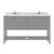 Virtu USA Winterfell 60" Double Bathroom Vanity Set in Gray, Cultured Marble Quartz Top with Square Sinks
