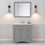 36" Single Bath Vanity in Gray, Cultured Marble Quartz Top Square Sink, Brushed Nickel Faucet and Mirror