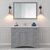 48" Single Bath Vanity in Gray, Cultured Marble Quartz Top Square Sink, Brushed Nickel Faucet and Mirror