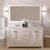 60" Double Bath Vanity in White, Cultured Marble Quartz Top Round Sinks, Brushed Nickel Faucets and Mirror