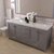 72" Double Bath Vanity in Gray, Cultured Marble Quartz Top Round Sinks and Polished Chrome Faucets and Mirror