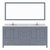 72" Double Bath Vanity in Gray, Cultured Marble Quartz Top Round Sinks and Mirror