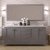 72" Double Bath Vanity in Gray, Cultured Marble Quartz Top Square Sinks, Brushed Nickel Faucets and Mirror