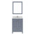24" Single Bath Vanity in Gray, Cultured Marble Quartz Top and Square Sink, Matching Mirror