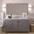 60" Single Bath Vanity in Gray, Cultured Marble Quartz Top Round Sink, Brushed Nickel Faucet and Mirror