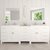 Virtu USA Caroline Parkway 93" Double Bathroom Vanity Set with 2 Main Cabinets & Middle Cabinet in White, Calacatta Quartz Top with Round Sinks, Polished Chrome Faucets, Mirror Included
