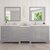 Virtu USA Caroline Parkway 93" Double Bathroom Vanity Set with 2 Main Cabinets & Middle Cabinet in Grey, Calacatta Quartz Top with Square Sinks, Brushed Nickel Faucets, Mirror Included