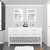 Virtu USA Caroline Estate 60" Double Bathroom Vanity Set in White, Cultured Marble Quartz Top with Round Sinks, Double Mirrors Included
