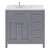 Virtu USA Caroline Parkway 36" Single Bathroom Vanity Set with Right Side Drawers in Grey, Calacatta Quartz Top with Round Sink
