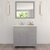 Virtu USA Caroline Parkway 36" Single Bathroom Vanity Set with Right Side Drawers in Grey, Calacatta Quartz Top with Square Sink, Polished Chrome Faucet, Mirror Included