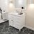 White, Cultured Marble Quartz Top and Square Sink with Matching Mirror