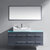 Virtu USA Ceanna Collection 53-1/2" W Wall Mounted Single Bath Vanity Set with Gray Cabinet Base, Aqua Green Tempered Glass Top, Square Sink, Polished Chrome Faucet, and Matching Mirror, 53-1/2" W x 22" D x 20-7/8" H