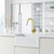 Vigo Kitchen Faucet with Touchless Sensor in Matte Brushed Gold, Installed Angle View