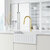 Vigo Touchless Pull-Down Kitchen Faucet with Smart Sensor in Matte Brushed Gold, Installed Angle View