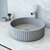 Vigo Modern Gray Concreto Stone Round Fluted Bathroom Vessel Sink, Installed View