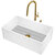 Vigo MatteStone™ Collection 30'' White Sink w/ Greenwich Matte Brushed Gold Faucet Product View