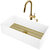 Vigo MatteStone™ Collection 36'' White Sink w/ Gramercy Matte Brushed Gold Faucet, Soap Dispenser Product View