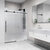 Vigo Elan E-Class 60'' W x 76'' H Frameless Left Sliding Shower Door in Matte Black Hardware with Fluted Glass, Angle Installed View