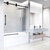 Vigo Elan 60'' W x 66'' H Frameless Left Sliding Tub Door in Matte Black Hardware with Fluted Glass, Angle Installed View