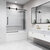 Vigo Elan 60'' W x 66'' H Frameless Left Sliding Tub Door in Matte Black Hardware with Fluted Glass, Angle Installed View