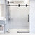 Vigo Elan 60'' W x 74'' H Frameless Right Sliding Shower Door in Matte Black Hardware with Fluted Glass, In Use Illustration