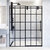 Vigo Elan 72'' W x 74'' H Frameless Sliding Shower Door with Grid Pattern in Matte Black and Matte Black Hardware, In Use Illustration