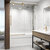 Vigo Elan 60'' x 66'' Frameless Sliding Tub Door with Matte Brushed Gold Hardware, Protecglass Laminated Glass, and Handle 
