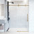 Vigo 60'' x 74'' Frameless Sliding Shower Door with Matte Brushed Gold Hardware, Protecglass Laminated Glass, and Handle, Installed Front View