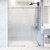 Vigo Elan 60'' W x 74'' H Frameless Left Sliding Shower Door in Stainless Steel Hardware with Fluted Glass, In Use Illustration