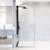 Vigo Arden 34'' W x 78'' H Fixed Arch Frame Shower Screen in Stainless Steel with Clear Glass, In Use Illustration