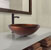 Vigo Russet Glass Vessel Bathroom Sink Set with Milo Vessel Faucet in Antique Rubbed Bronze, 16-1/2" Diameter x 6-1/2" H