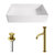 Vigo Matte Stone™ Rectangular Vessel Bathroom Sink in White with Cass Bathroom Faucet and Pop-Up Drain in Matte Brushed Gold, Included Items