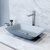 VIGO Sottlie MatteShell™ Collection Blue Vessel Bathroom Sink with Gotham Bathroom Faucet and Pop-up Drain in Brushed Nickel, Installed Angle View