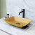 VIGO Sottlie MatteShell™ Collection Gold Vessel Bathroom Sink with Lexington Bathroom Faucet and Pop-up Drain in Matte Black, Installed Angle View