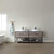 Vinnonva Murcia 72'' W Freestanding Double Sink Bathroom Vanity in Mexican Oak with Matte Black Frame, White Composite Grain Stone Countertop, and Vessel Sinks, 72'' Mexican Oak / Matte Black Lifestyle Front View