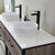 Vinnonva Murcia 72'' W Freestanding Double Sink Bathroom Vanity in Mexican Oak with Matte Black Frame, White Composite Grain Stone Countertop, and Vessel Sinks, 72'' Mexican Oak / Matte Black Sink Close Up View