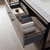 Vinnonva Murcia 72'' W Freestanding Double Sink Bathroom Vanity in Mexican Oak with Matte Black Frame, White Composite Grain Stone Countertop, and Vessel Sinks, 72'' Mexican Oak / Matte Black Drawer View