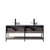 Vinnonva Murcia 72'' W Freestanding Double Sink Bathroom Vanity in Mexican Oak with Matte Black Frame, White Composite Grain Stone Countertop, and Vessel Sinks, 72'' Mexican Oak / Matte Black Back View