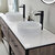 Vinnonva Murcia 72'' W Freestanding Double Sink Bathroom Vanity Set in Mexican Oak with Matte Black Frame, White Composite Grain Stone Countertop, Vessel Sinks, and Mirrors, 72'' Mexican Oak / Matte Black Set w/ Mirrors Sink Close Up View