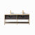 Vinnonva Murcia 72'' W Freestanding Double Sink Bathroom Vanity in Suleiman Oak with Brushed Gold Frame, White Composite Grain Stone Countertop, and Vessel Sinks, 72'' Suleiman Oak / Brushed Gold Back View