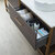 Vinnonva Murcia 72'' W Freestanding Double Sink Bathroom Vanity Set in Suleiman Oak with Brushed Gold Frame, White Composite Grain Stone Countertop, Vessel Sinks, and Mirrors, 72'' Suleiman Oak / Brushed Gold Set w/ Mirrors Drawer View