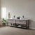Vinnonva Murcia 84'' W Freestanding Double Sink Bathroom Vanity in Mexican Oak with Matte Black Frame, White Composite Grain Stone Countertop, and Vessel Sinks, 84'' Mexican Oak / Matte Black Lifestyle Angle View